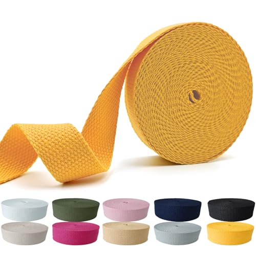Cotton Webbing 1 Inch 5 Yards for Bag Strap Sewing Crafts, Yellow - color: Yellow
