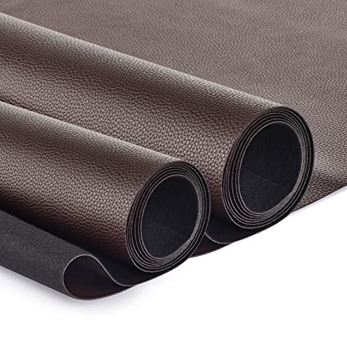 Faux Leather 2 Yards 58" x 72", 1.25 mm Thick Upholstery Leather PU Fabric Synthetic Leather Material Vinyl Leather Sheets for Upholstery Crafts, DIY Sewing, Sofa, Handbag (Dark Brown_Litchee Pattern) - color: Dark Brown_litchee Pattern_2 Yards