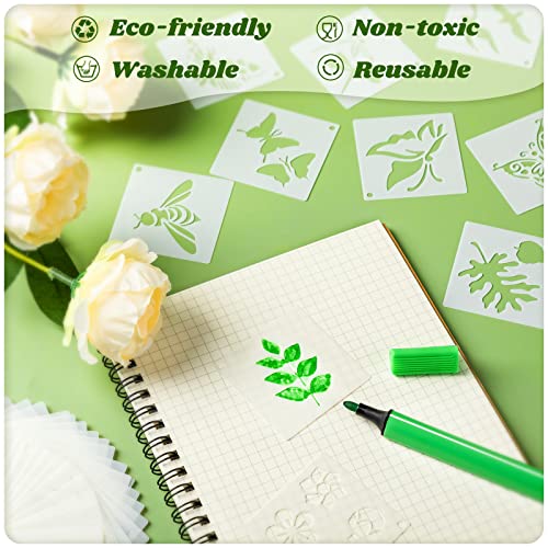 Fainne 100 Pcs 2 Inch Small Stencils for Painting, Flower, Plants