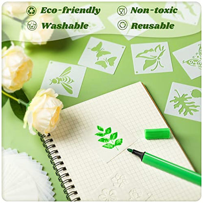 Fainne 100 Pcs 2 Inch Small Stencils for Painting, Flower, Plants