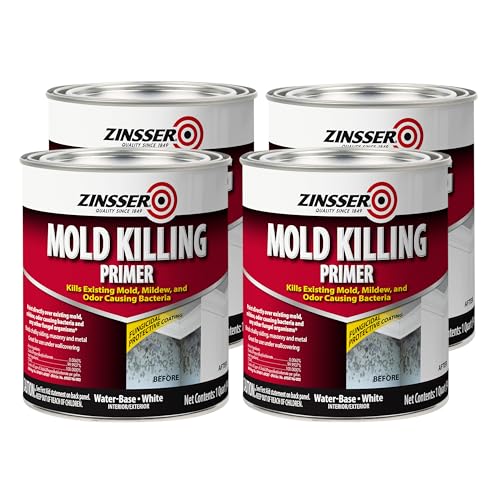 Rust-Oleum Zinsser 276087-4PK Mold Killing Primer, Quart, White, 4 Pack - size: 32 Fl Oz (Pack of 4)