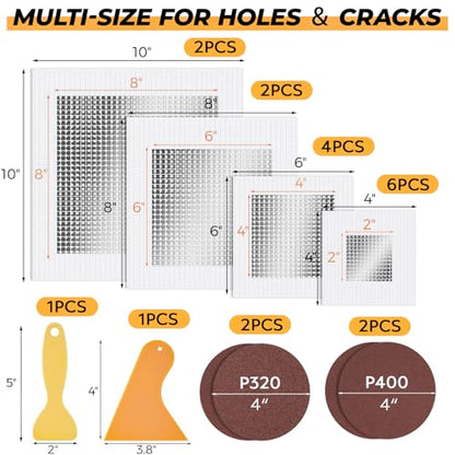 Drywall Patches, 20PCS Kit, 2/4/6/8 Inch Drywall Repair Patches for Holes
