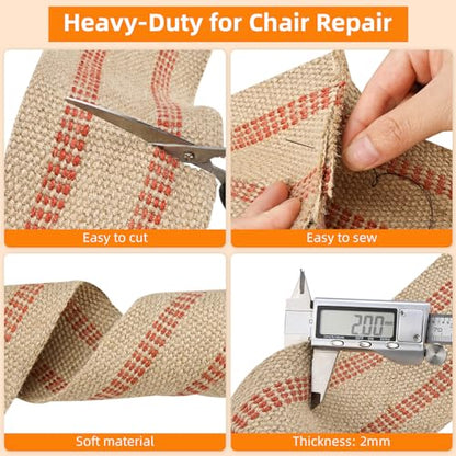 YaeCCC Jute Webbing,Upholstery Webbing for Chair,3.5"x10Yd Upholstery Strap - color: red, size: 3.5" x 10 Yd