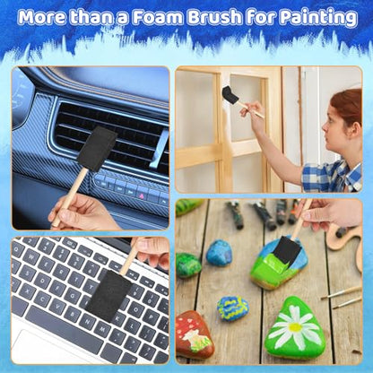 Foam Paint Brushes, 1.6 Inch, 8 Count, Sponge Paint Brush, Foam Brushes for Painting & Staining, Craft & Art Paint Sponges - size: 1.6 inches