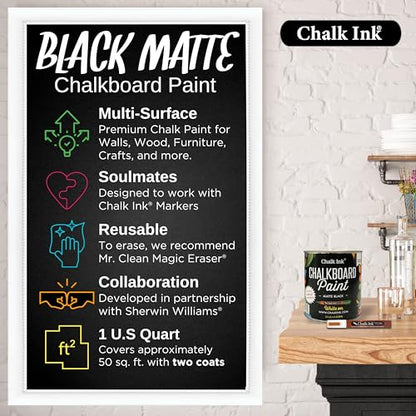 Chalk Ink Chalk Paint - Premium Chalkboard Paint for Walls, Wood & Crafts