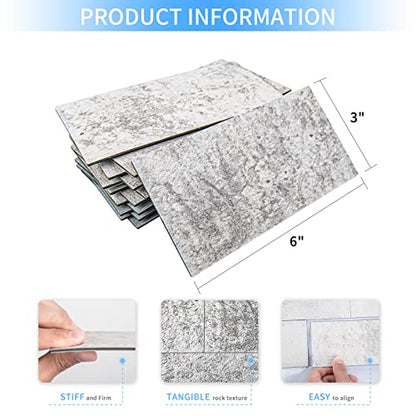 Art3d 102-Pack Peel and Stick Backsplash, Natural Stone White - color: Natural Stone White