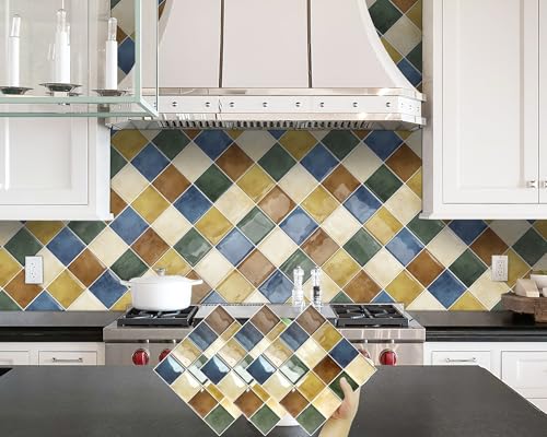 DEWOO Peel and Stick Backsplash Self Adhesive Wall Tiles Colourful 10-Sheet - color: Multicoloured