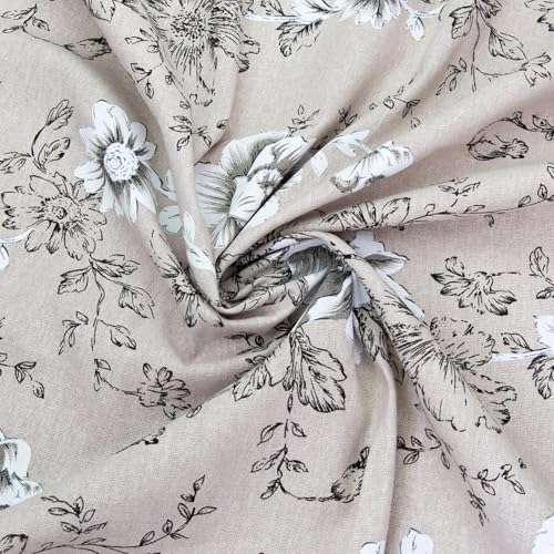 Linen Floral Upholstery Fabric by The Yard,2 Yard 62 Inch Width - size: 2 Yard