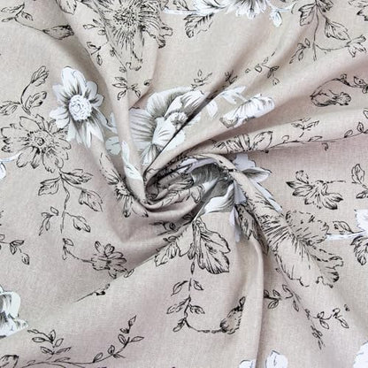 Linen Floral Upholstery Fabric by The Yard,5 Yard 62 Inch Width - size: 5 Yard