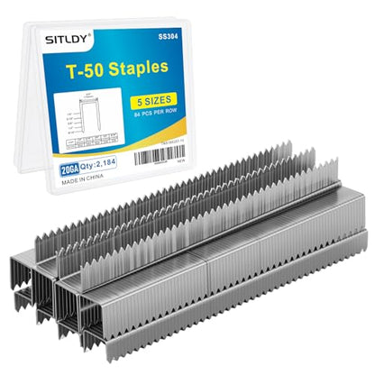 Heavy Duty T-50 304 Stainless Steel Staples 2184-Count 5 Sizes - size: 5 Sizes-2184 pcs