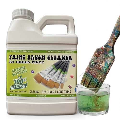 Green Piece® Paint Brush Cleaner & Restorer – 100% Natural, Non-Toxic Formula – Made in USA – Cleans Wet or Dry Paint – Safe for Hands – Works on Acrylic, Latex, Oil & Shellac – 18 Oz - style: Paint Brush Cleaner
