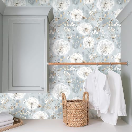 Nukofal Floral Wallpaper Peel and Stick Dandelion Contact Paper 16.9"x118" - color: Dandelion, size: 16.9" x 118.1"