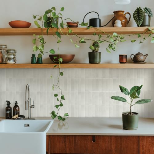 Smart Tiles Peel and Stick backsplash, Stacked White & Grey, 11.43"x9" - color: White & grey