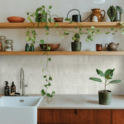 Smart Tiles Peel and Stick backsplash, Stacked White & Grey, 11.43"x9" - color: White & grey
