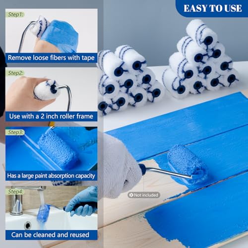 2 Inch Microfiber Paint Roller Covers, 3/8" Nap, 20 Pack - size: 2 Inch Paint Roller Kit, 20 Pack