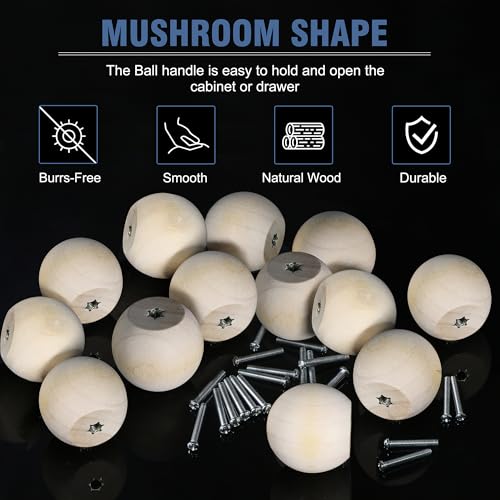 FoDau770 Round Ball Wood Knobs, 1-1/4" Diameter - Unfinished - 30 Pieces - color: Unfinished, size: 1-1/4 Inch