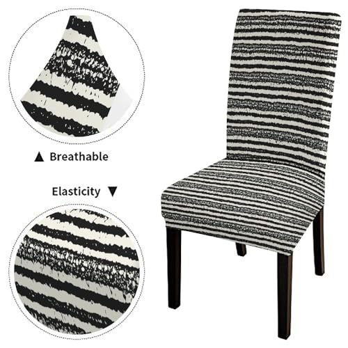Mrcrypos Dining Chairs Covers Abstract Black Dye Fabric Slipcover Chair Cover Set of 4 Elastic Chairs Covers for Kitchen Living Room Restaurant - color: Abstract-6, size: 4