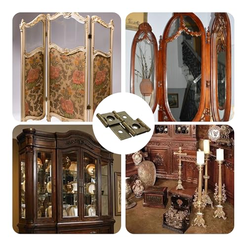 12PCS 47x47mm Double Acting Folding Screen Hinges, Retro Style Cabinet Door Hinges with Mounting Screws, Antique Bronze - color: Antique Bronze