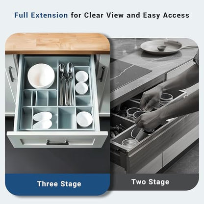 Knobonly 4 Pairs 18 Inch Undermount Drawer Slides Soft Close, Bottom Mount Full Extension Cabinet Rails, Heavy Duty Zinc Plated 85 LB, Includes Mounting Hardware for Multi-Drawer Replacement - size: 18 Inch, style: Soft Close - 4 Pairs