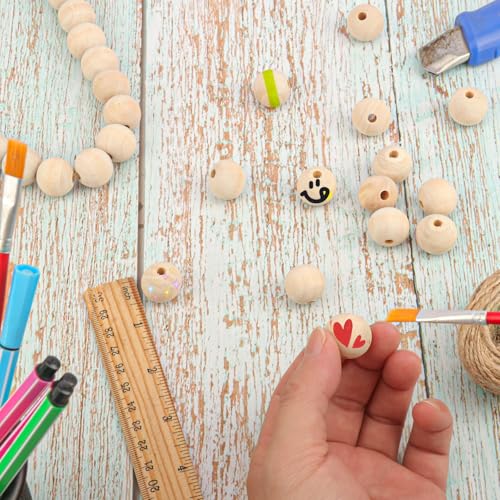 700 PCS 20 mm Wooden Beads with Hole, Beige Round Wooden Beads for Crafts, DIY Projects, and Home Decoration - size: 700 PCS 20 mm