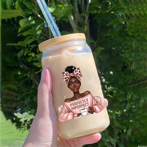Empowering Black Girl Sticker for Laptop Water Bottle Journal Phone Notebook Female Quote Style Self Adhesive Vinyl Decal - color: Pink Black Girl