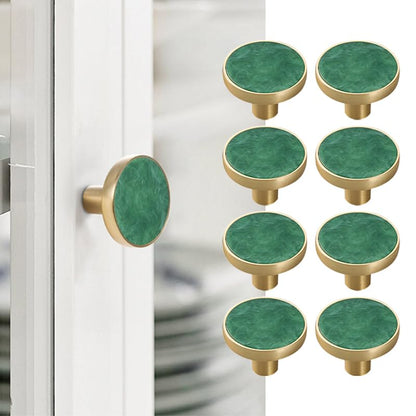 8 Pack Cabinet Knobs & Drawer Pulls, 32mm Classic Round Cabinet Hardware with Screws, Modern Simple Design for Kitchen Dresser Cupboard Office Drawer and Door Handles, Green