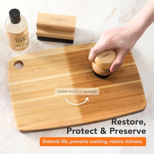CLARK'S Cutting Board Oil 12 Oz, Food Grade Mineral Oil - Lemongrass Scent - style: Lemongrass Extract (Bamboo) - 12 Oz