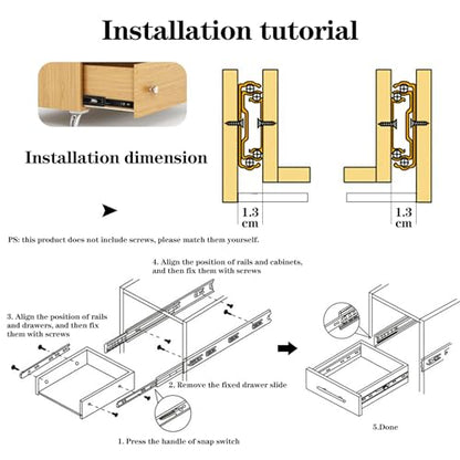 Drawer Slides 2Pcs 8 Inch, Undermount Heavy Duty Drawer Slides for Cabinets, Dresser Drawers, Slide-Out Keyboard Tray, Table Drawers, Shelves, Nightstand and So On