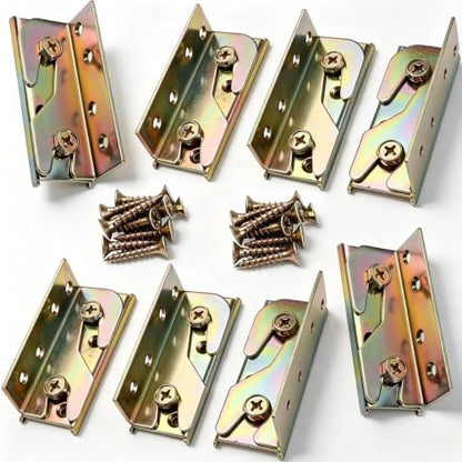 8 Sets Bed Rail Brackets,Heavy Duty Bed Frame Brackets Bed with Screws - size: 8 Pieces