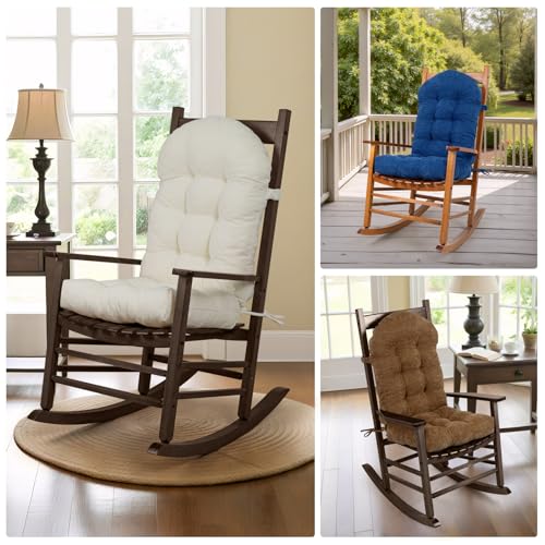 Rocking Chair Cushion 44x19x4 Non-Slip Indoor Adirondack Chair pad - color: Indoor White