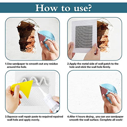 Drywall Repair Kit, 6 pcs, Aluminum Wall Repair Patch Kit - size: 4"/6"/8"-Two of each