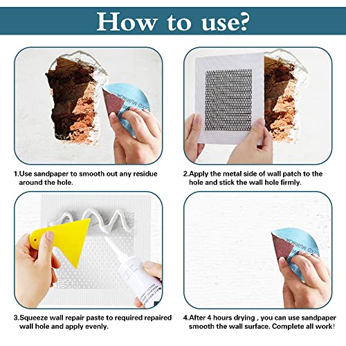 Drywall Repair Kit, 6 pcs, Aluminum Wall Repair Patch Kit - size: 4" x 4" - 5 Pcs