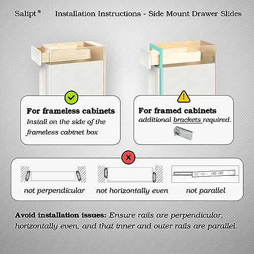 16 inch Soft Close Drawer Slides Set 6-Pairs (12 Pieces),Full Extension Side Mount Ball Bearing,Less Noise,Load Rating 100 lbs.
