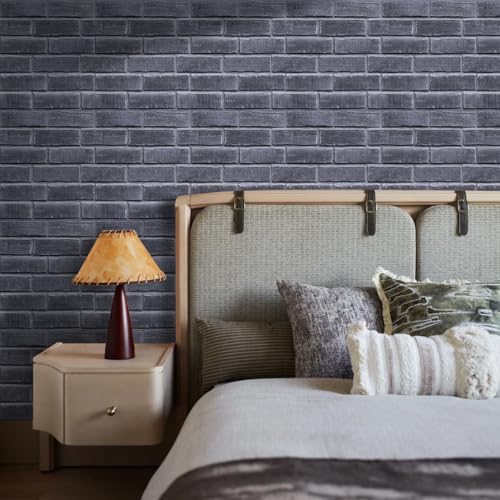 COMSTICKC 3D Faux Brick Wall Panels Peel and Stick, 10 Pcs 11.8" x 11.8" - color: Gray-1