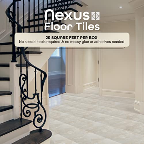 Nexus Peel & Stick Vinyl Floor Tiles, 20-Pack, 12 x 12 in, White - color: White Slate, style: Marble look