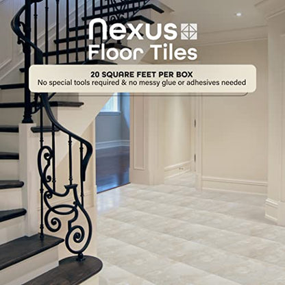 Nexus Peel & Stick Vinyl Floor Tiles, 20-Pack, 12 x 12 in, White - color: White Slate, style: Marble look