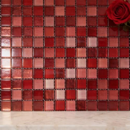 Geesatis Red Peel and Stick Backsplash,Self-Adhesive Removable Wall Tiles - color: Red