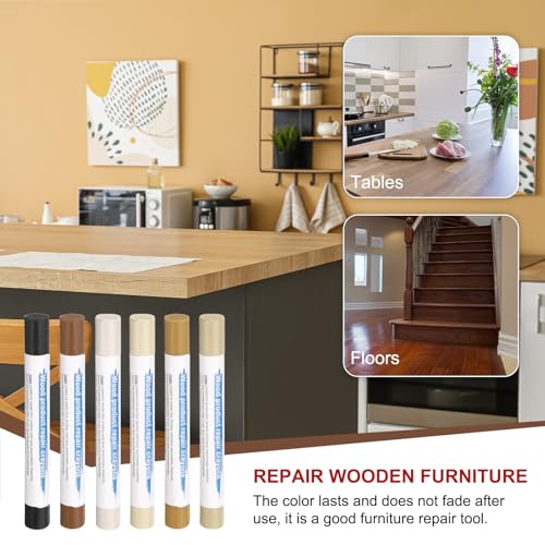 HARFINGTON Wood Filler Sticks 6 Colors Wooden Wax Touch Up Furniture Repair Crayons for Solid Black, Ash, Transparent, Silver Fir, Natural Cherry, Golden Walnut - color: Solid Black Series