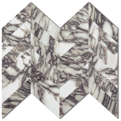 STICKGOO Herringbone Tile Peel and Stick Backsplash for Kitchen&Bathroom - color: Bulgari Purple Marble