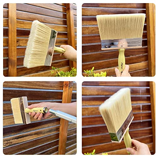 Magimate Deck Stain and Sealer Block Paint Brushes on Wood, Walls, Furniture, Shed and Fence, Large and Thick Bristle Paint Brushes, 3-inch, 4-inch and 6-inch Assortment, Set of 3