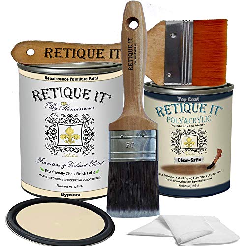 Retique It Chalk Furniture Paint by Renaissance DIY, Poly Kit, 21 Gypsum, 32 Ounces