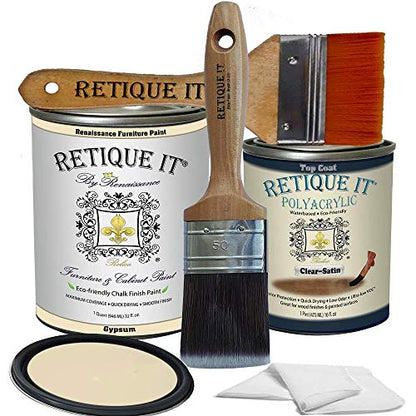 Retique It Chalk Furniture Paint by Renaissance DIY, Poly Kit, 21 Gypsum, 32 Ounces