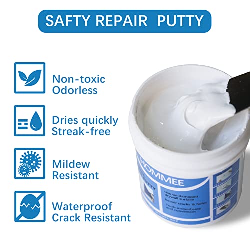 Drywall Repair Kit,Drywall Hole Patch Repair Kit to Fix Wall Surface Holes and Creak Damage with White Repair Putty 17OZ,8PCS Aluminum Repair Patchs,Scraper,Sanding Pad Fill Quick and Easy Solution - color: 19-in-1 SET (2 Cans of Spackle)