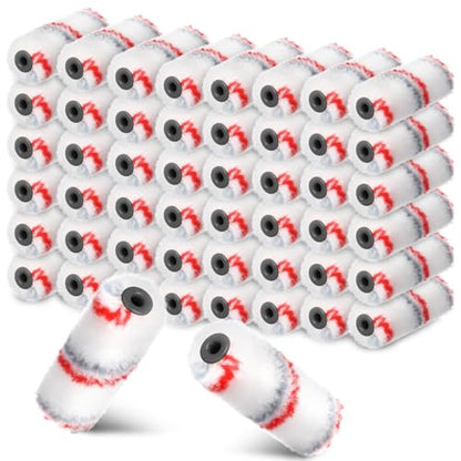 Leumoi 100 Pcs 4 Inch Microfiber Paint Roller Covers, Red Grey - color: Red Grey