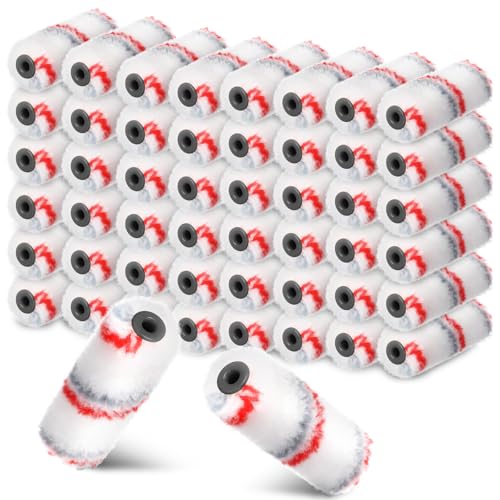 Leumoi 100 Pcs 4 Inch Microfiber Paint Roller Covers, Red Grey - color: Red Grey