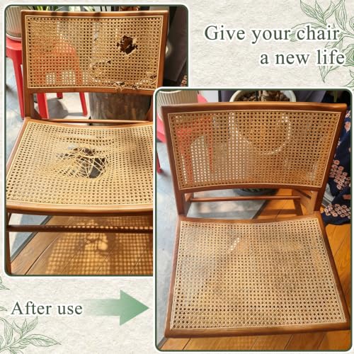 15 Pcs Rattan Repair Kits - Rattan Caning Material for Chairs and Cabinets, Woven Open Mesh Wicker Repair Kit for DIY Home Projects and Furniture (Wood)