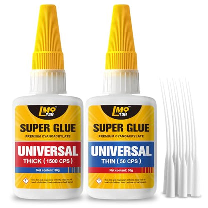 Super Glue Thin and Thick Liquid CA Glue Clear 60g, All Purpose Superglue - size: 2oz, style: Thin/Thick