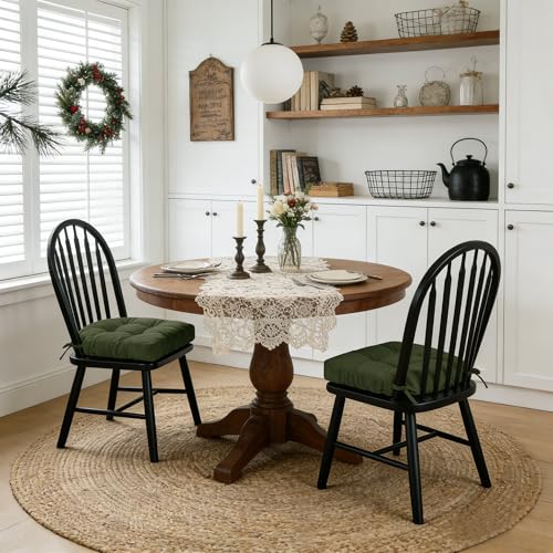 20x20 in Kitchen Wicker Chair Seat Cushions Indoor, Green, 2 Pack - color: Green, size: 20"x20" | 2-Pack