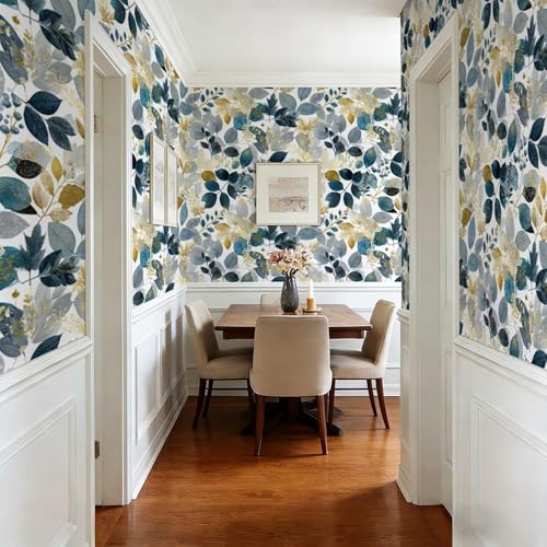 Watercolor Botanical Wallpaper, Eucalyptus Leaf Peel and Stick Wallpaper - color: ML-M104, size: 17.7" x 118"