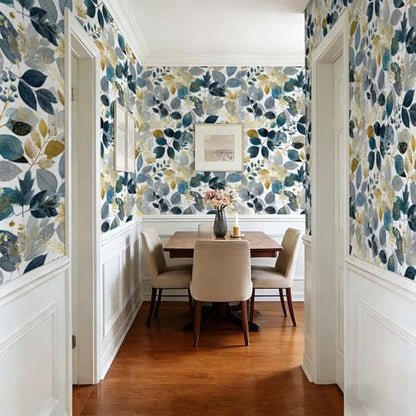 Watercolor Botanical Wallpaper, Eucalyptus Leaf Peel and Stick Wallpaper - color: ML-M104, size: 17.7" x 118"